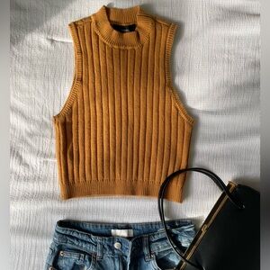 Mock Turtleneck Crop Sleeveless Sweater